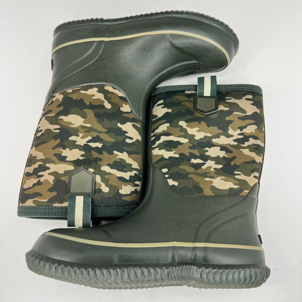 Lands' End "Youth 511721 Green Camouflage Slip On Rubber Size 4 M Rain Boots - Picture 7 of 10